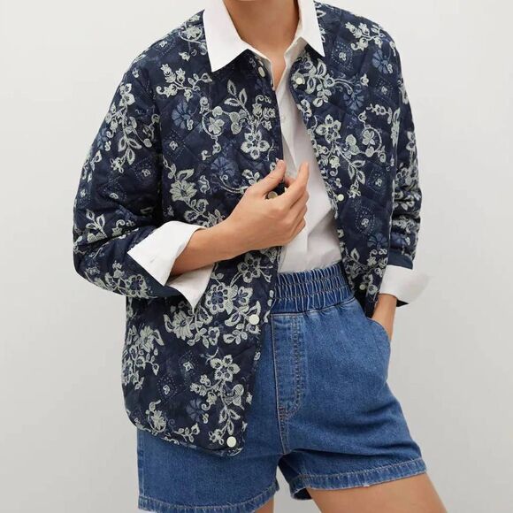 Mango quilted jacket in blue floral - Picture 4 of 6